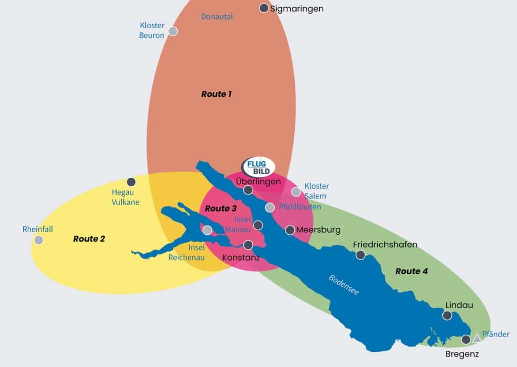 Unsere Routen beim Rundflug Bodensee